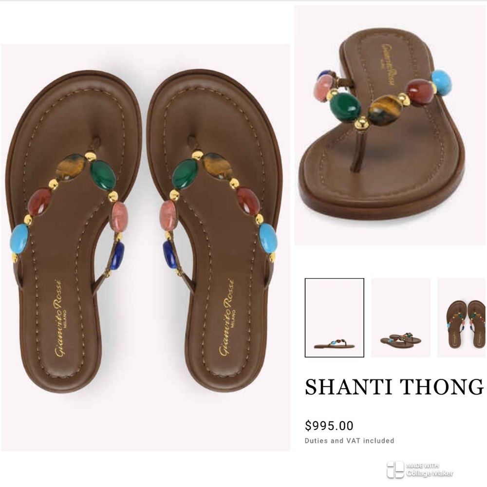 Gianvito Rossi Shanti Flat Thong Sandals EU 38
